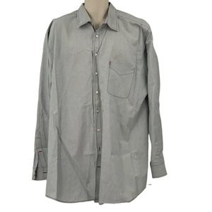 626 Blue Vintage Surplus Long Sleeve Button Down Shirt Gray/White Pinstripe 2XLT